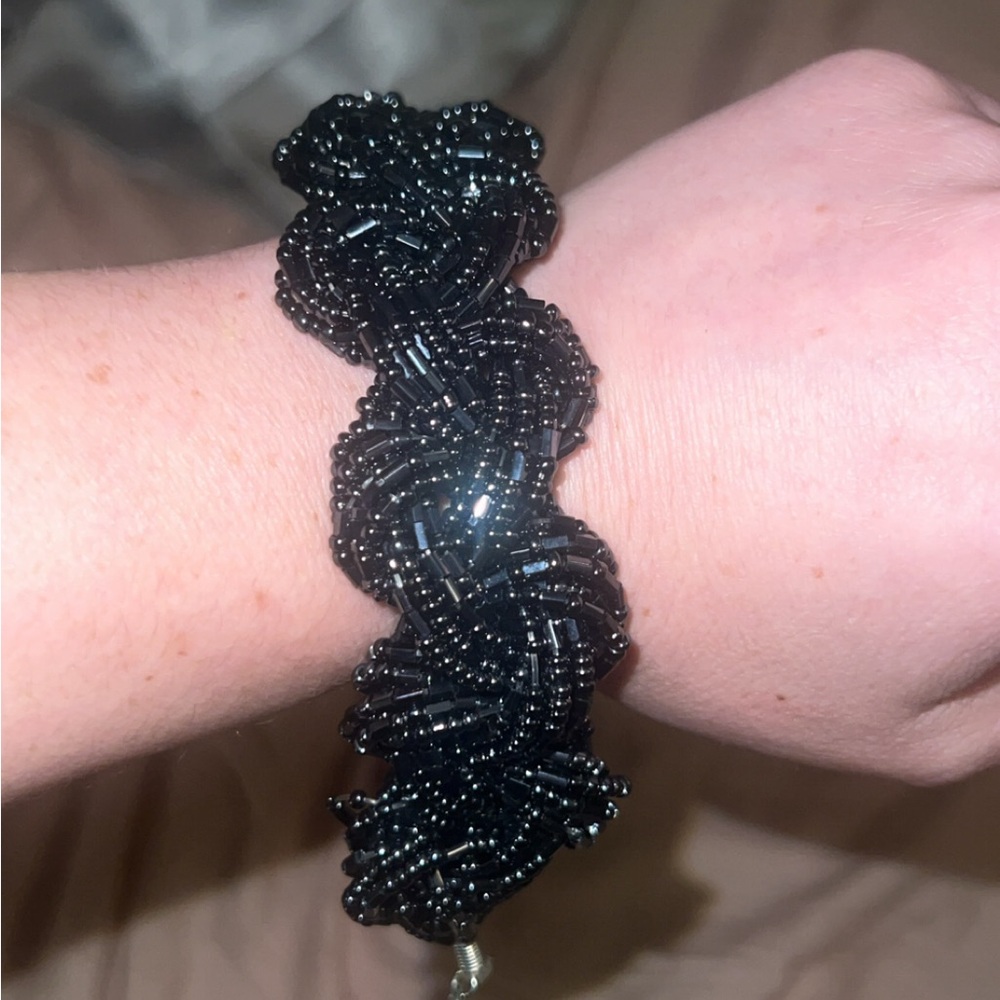 Elegant Black Beaded Bracelet